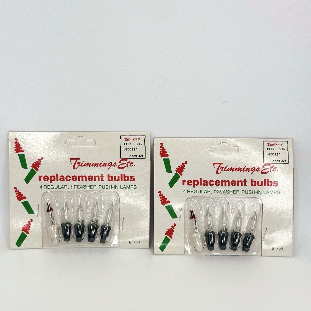 Vintage 1991 Trimmings Etc Christmas Light Replacement Bulbs 6V Flasher Lamps‎